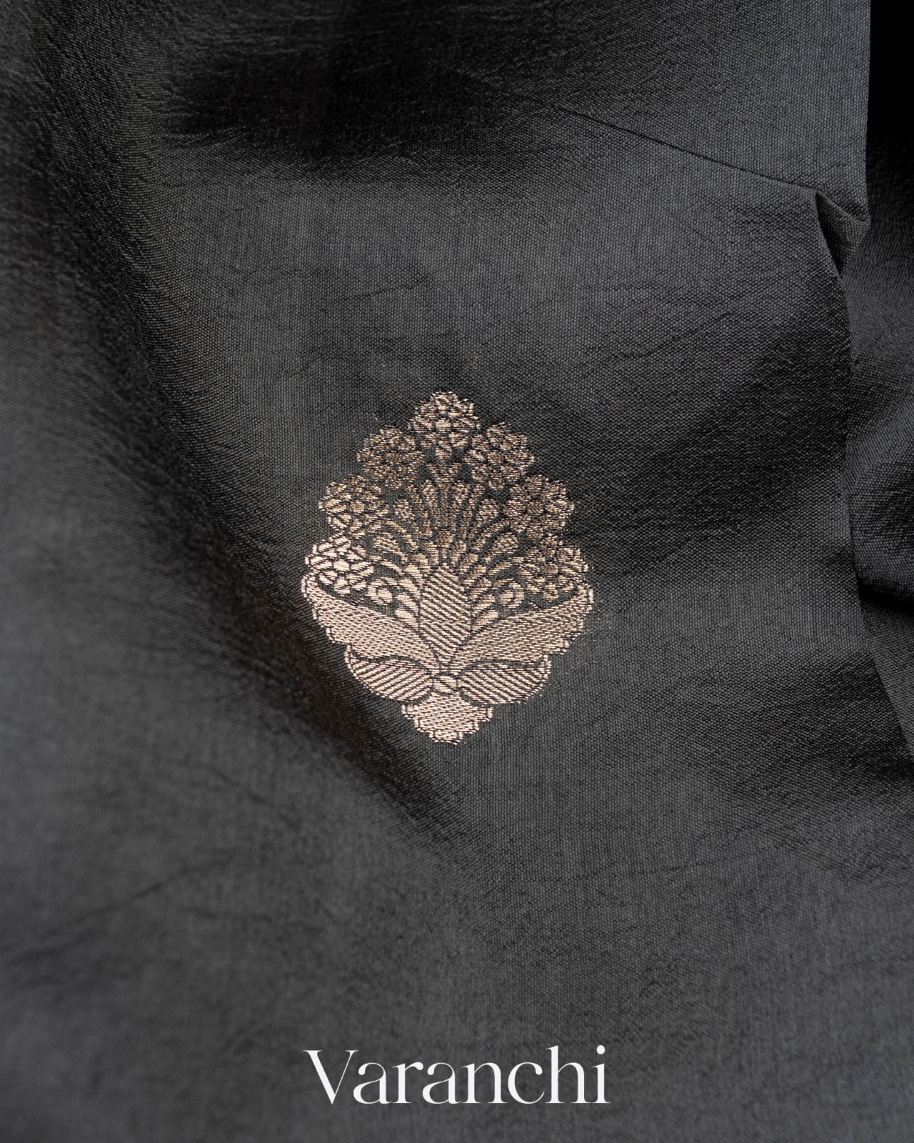 Black Pure Mango Silk Saree