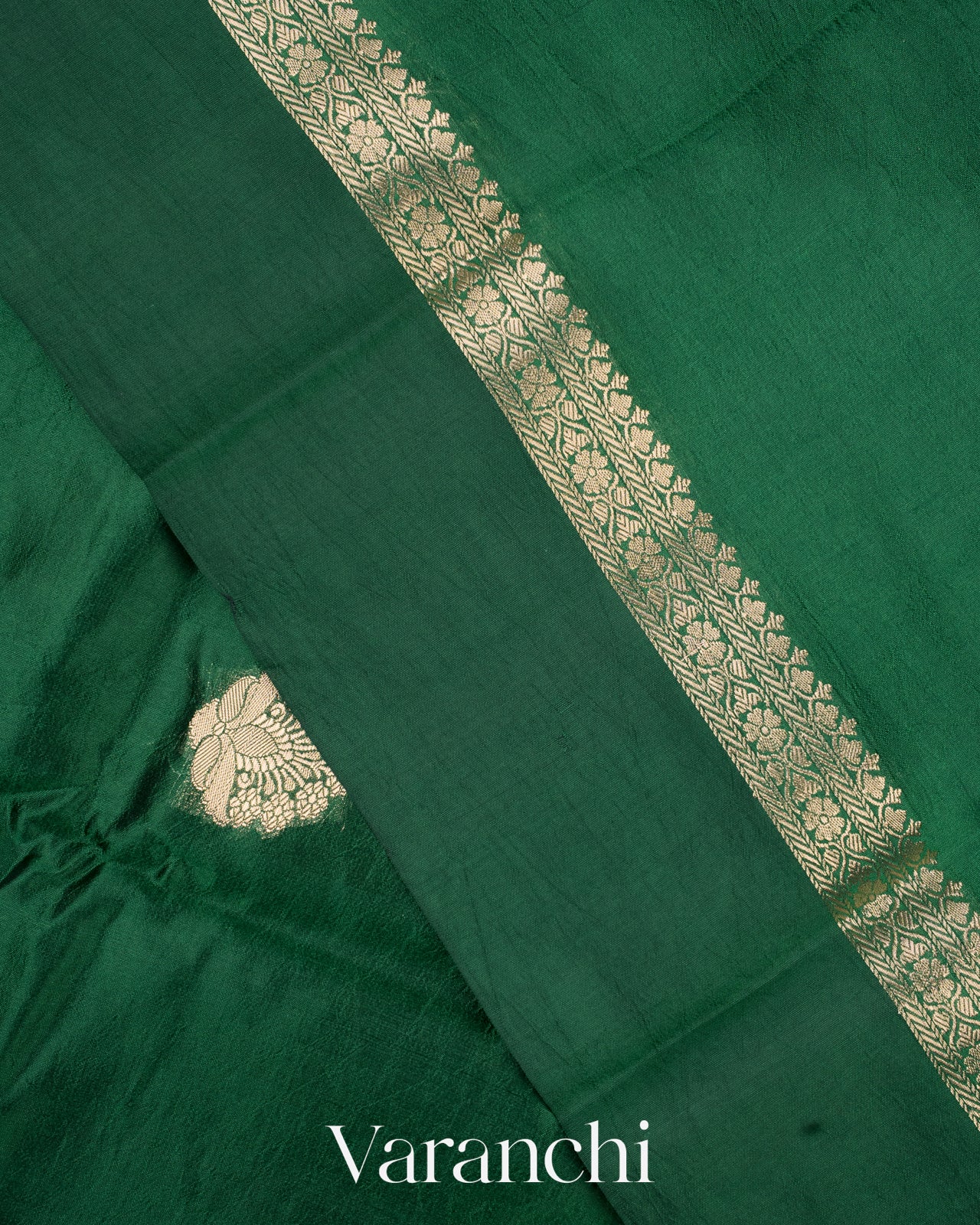 Dark Green Pure Mango Silk Saree