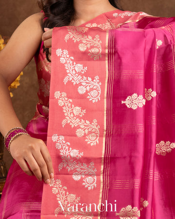 Dark Pink Pure Mango Silk Saree