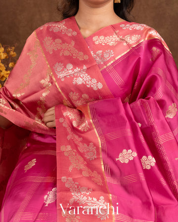 Dark Pink Pure Mango Silk Saree