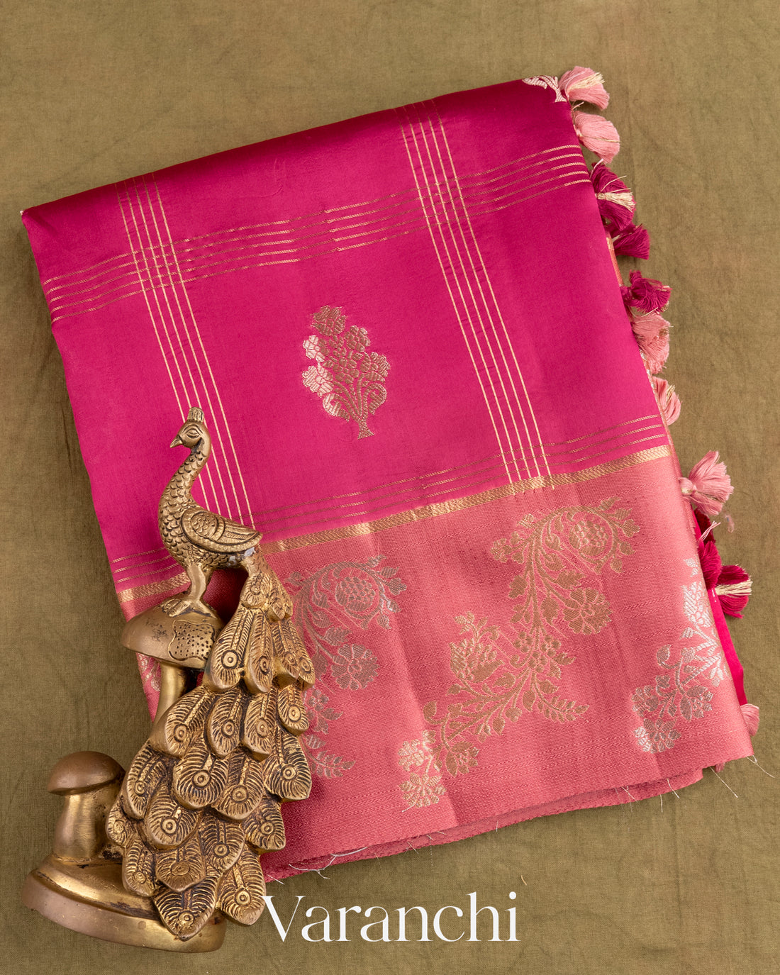 Dark Pink Pure Mango Silk Saree