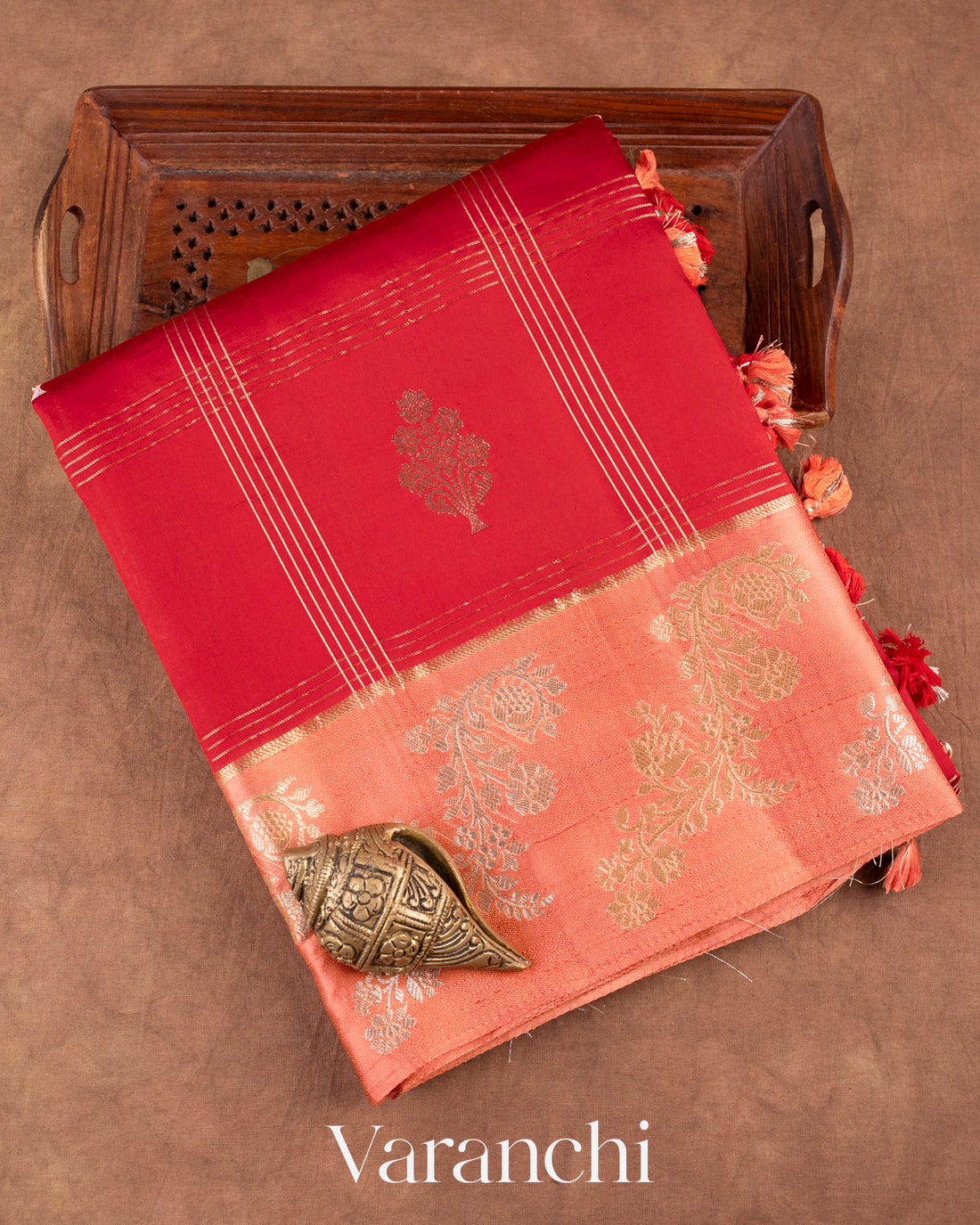 Deep Red Pure Mango Silk Saree