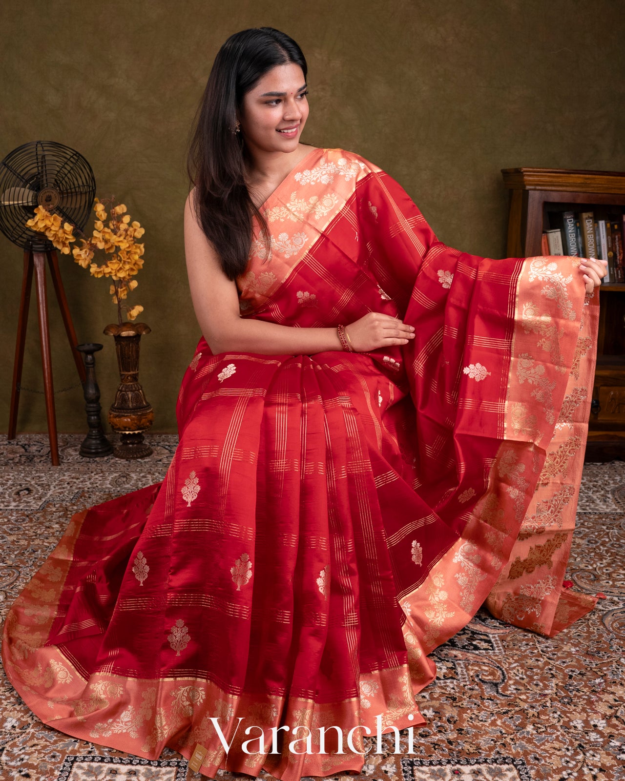 Deep Red Pure Mango Silk Saree