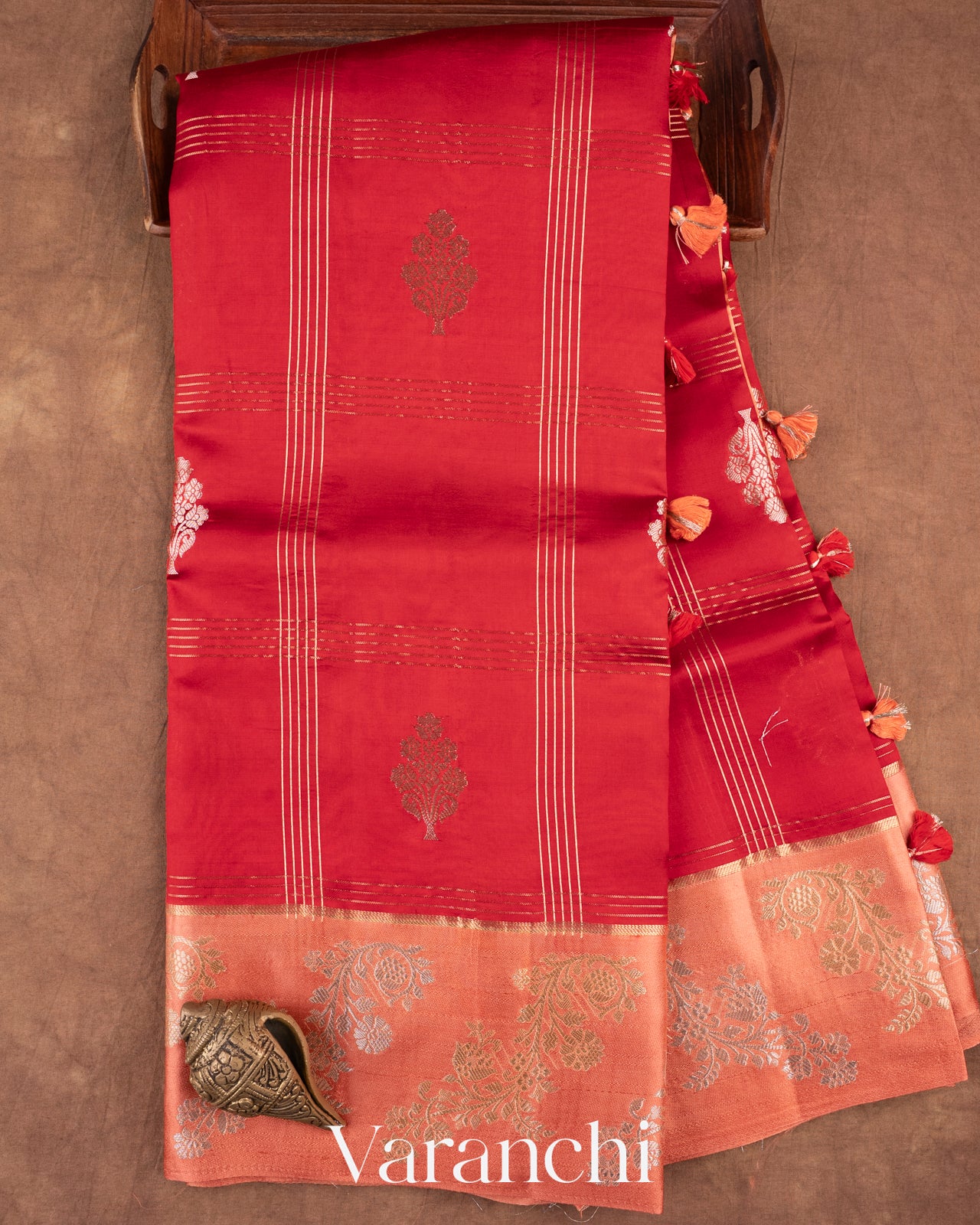 Deep Red Pure Mango Silk Saree