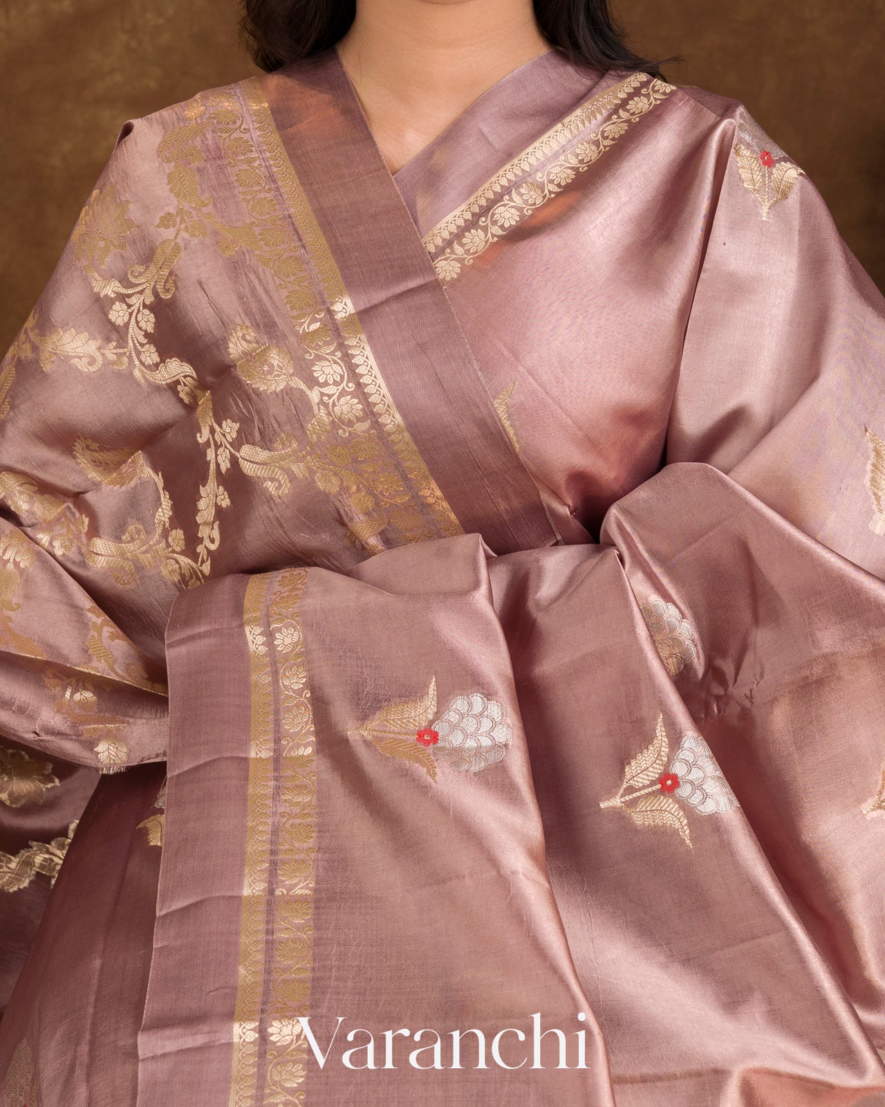 Dusty Mauve Pure Mango Silk Handloom Saree