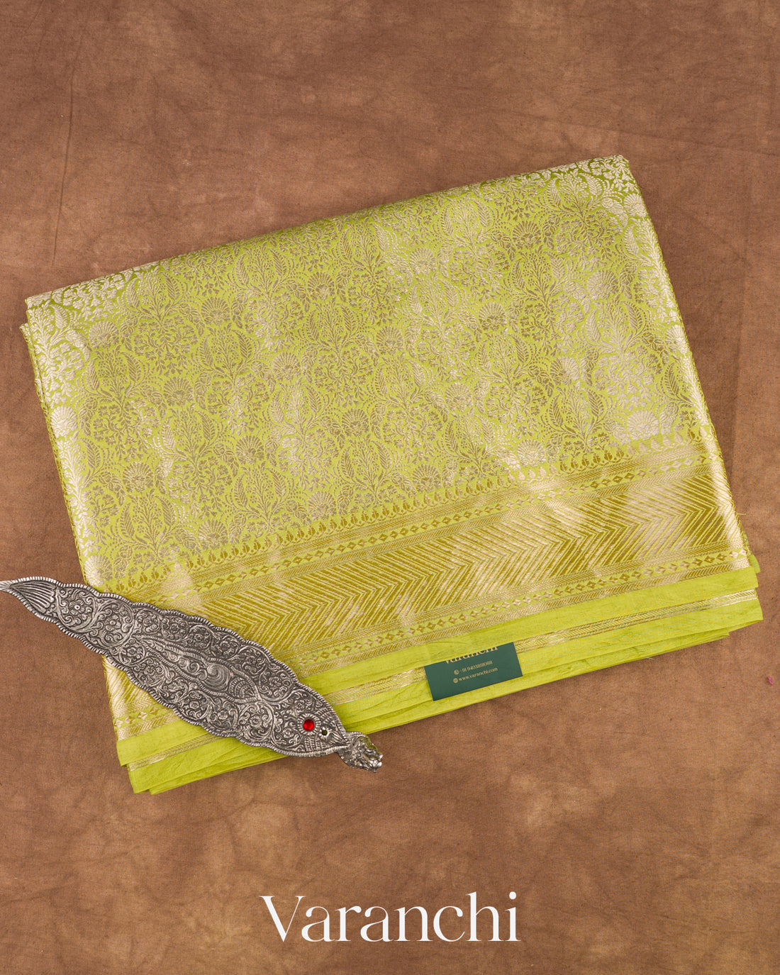 Lemon Green Pure Mango Silk Saree 