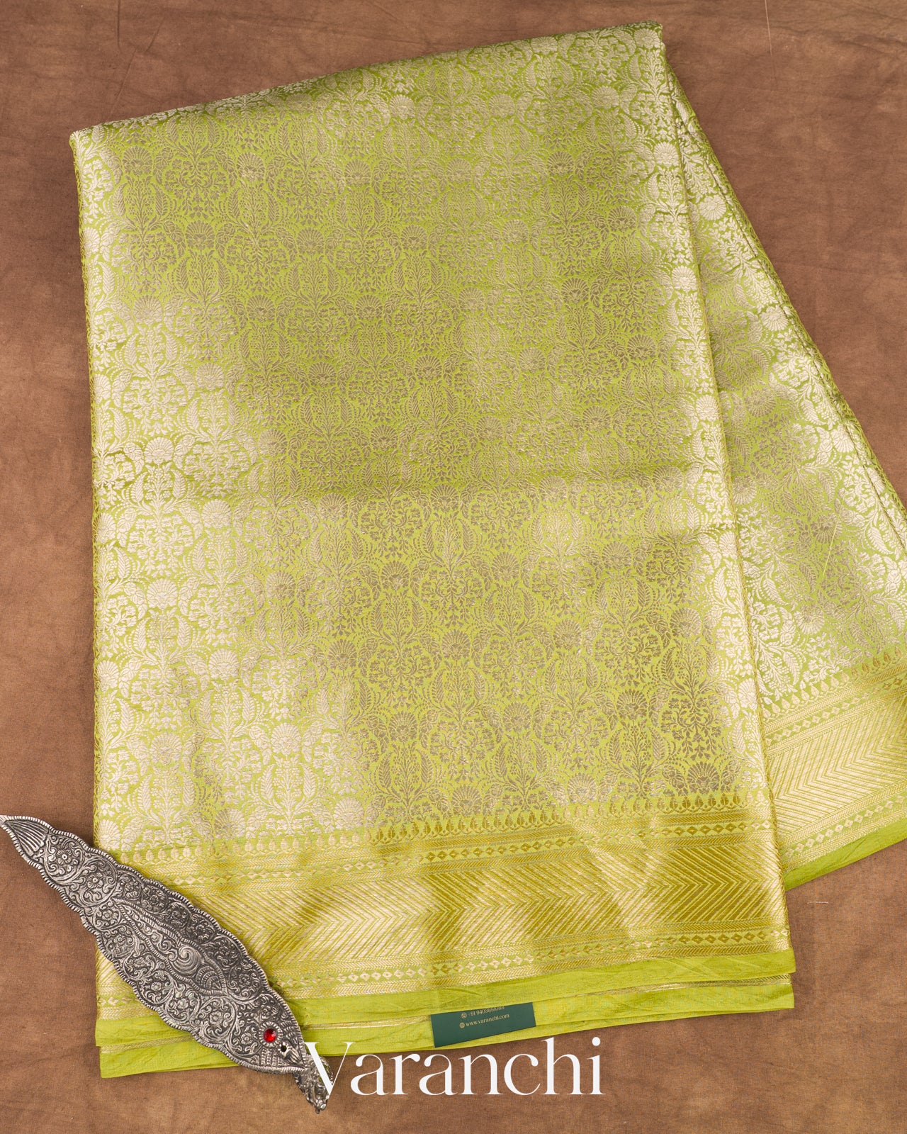 Lemon Green Pure Mango Silk Saree 