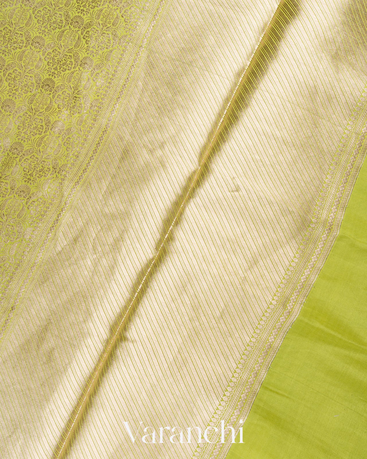 Lemon Green Pure Mango Silk Saree 