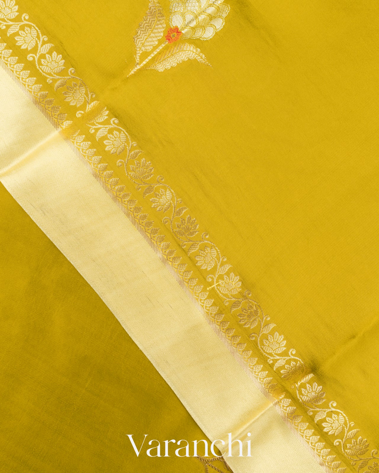 Olive Yellow Pure Mango Silk Handloom Saree