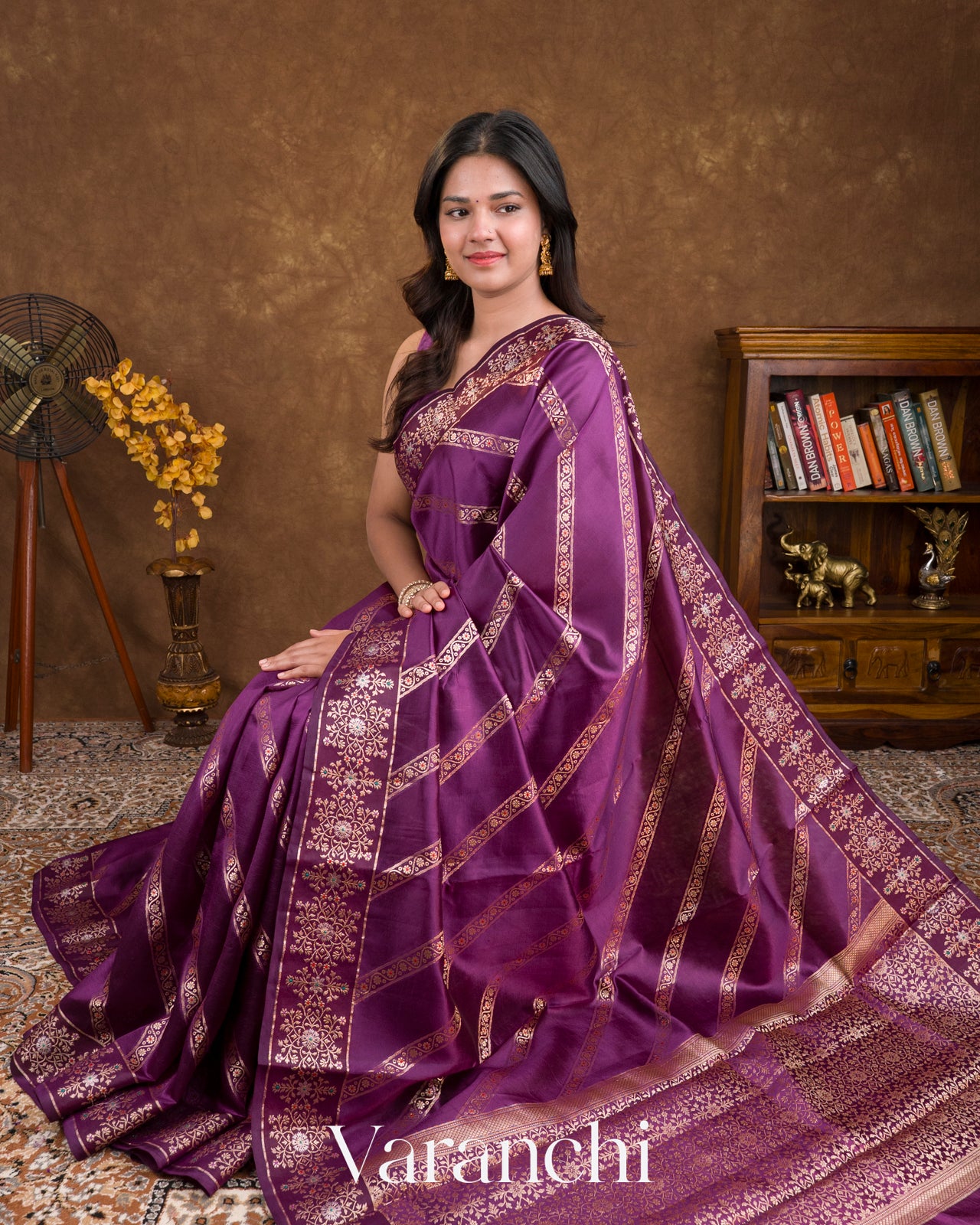 Purple Lehariya Pure-Mango Silk Handloom Saree