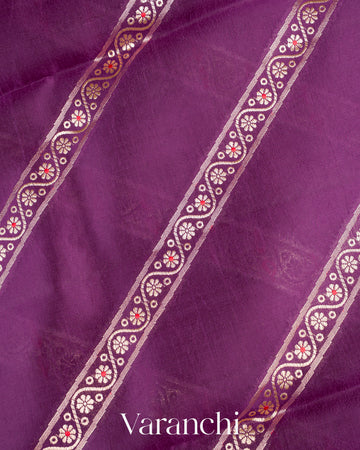 Purple Lehariya Pure-Mango Silk Handloom Saree