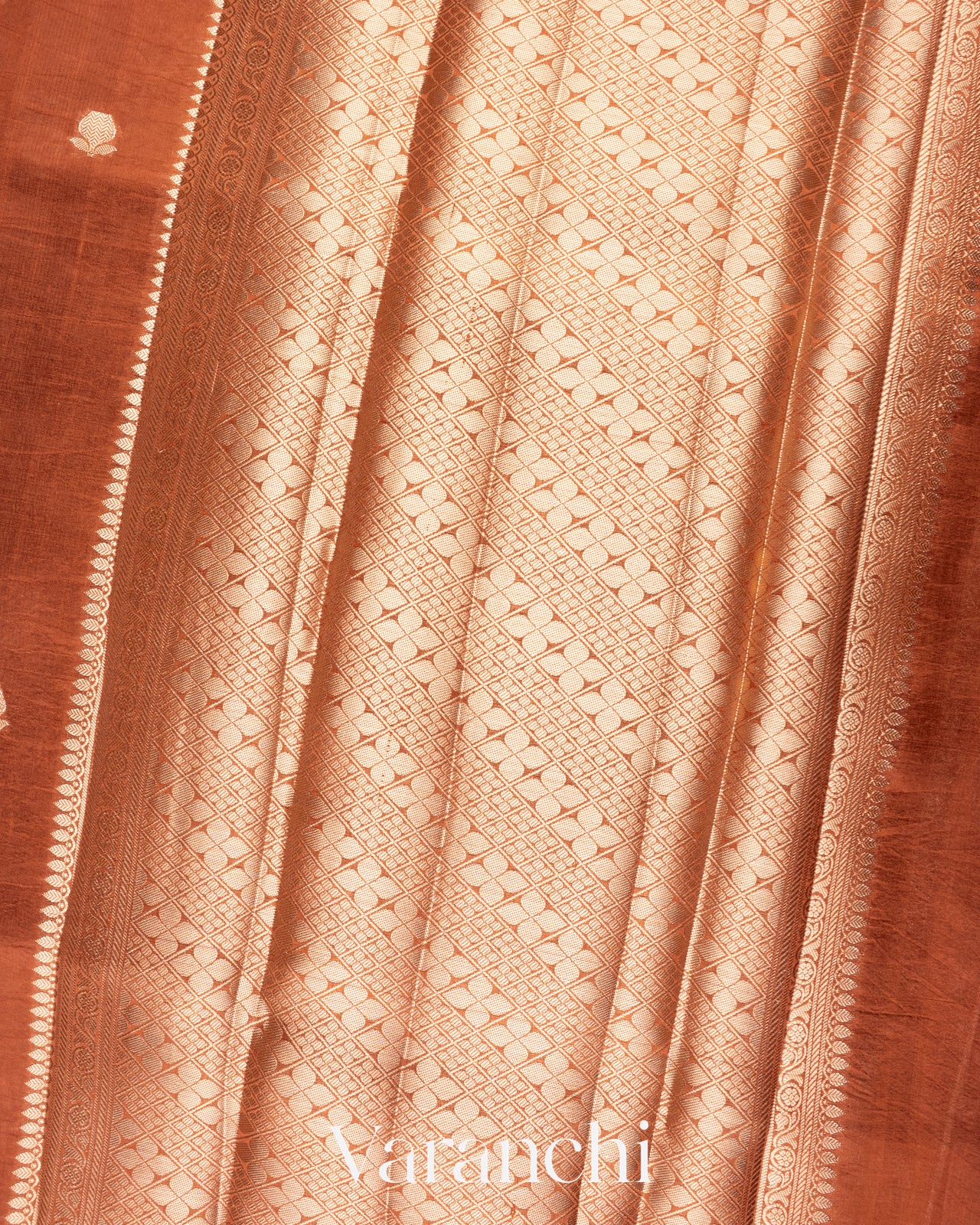 Rust Orange Floral Printed Pure Mango Silk Saree