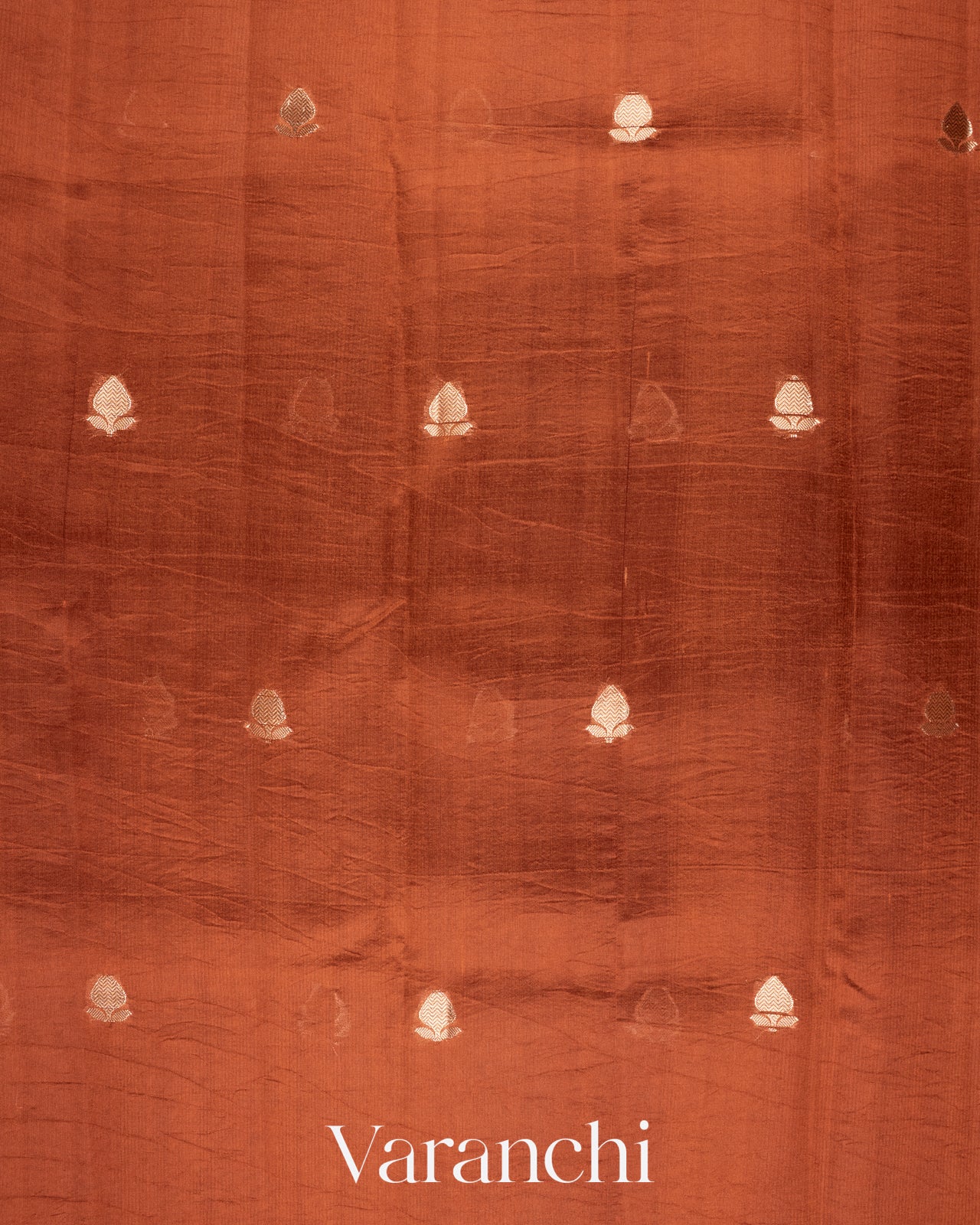 Rust Orange Floral Printed Pure Mango Silk Saree