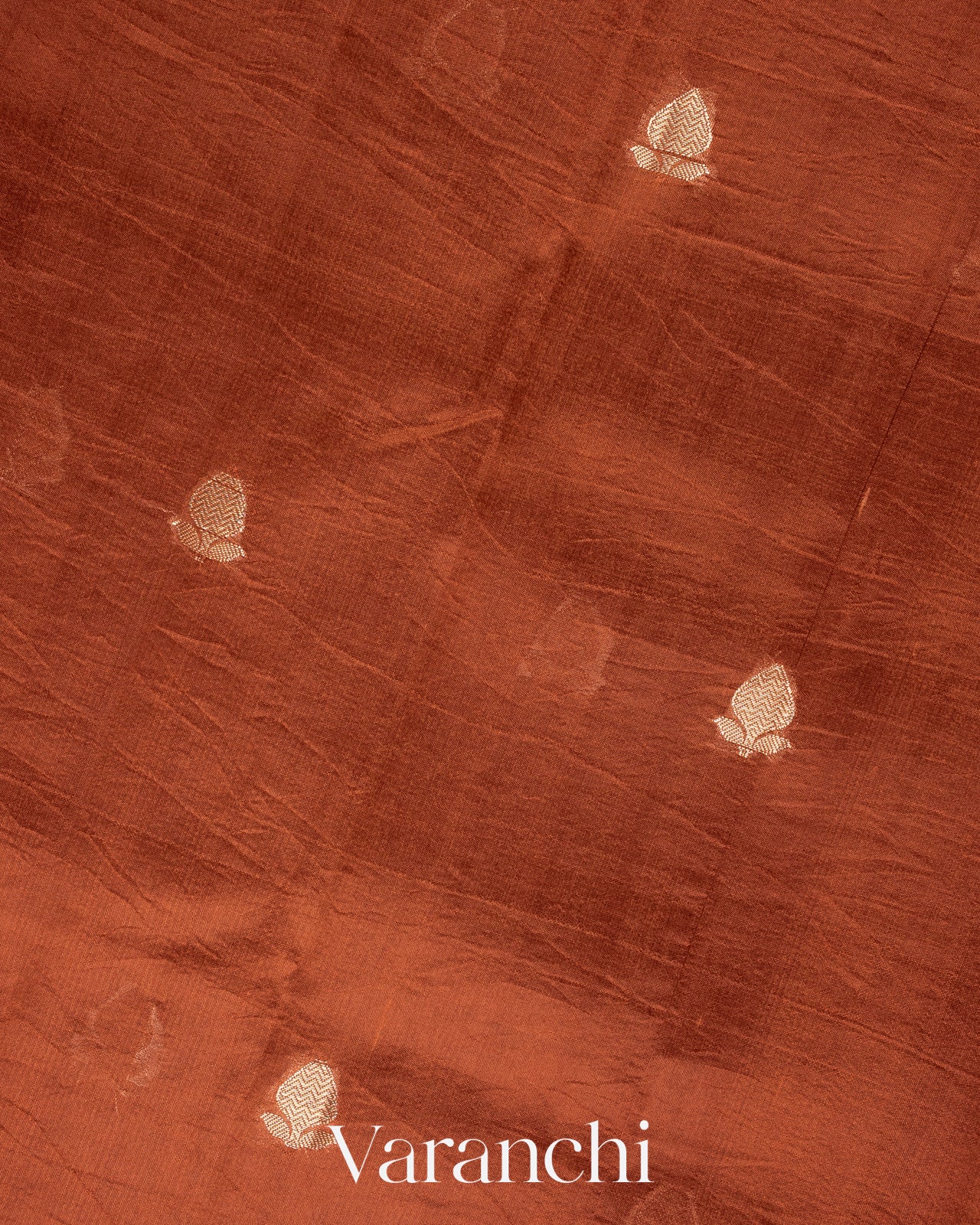 Rust Orange Floral Printed Pure Mango Silk Saree