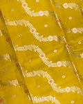 Mustard Yellow Lehariya Pure Mango Silk Handloom Saree