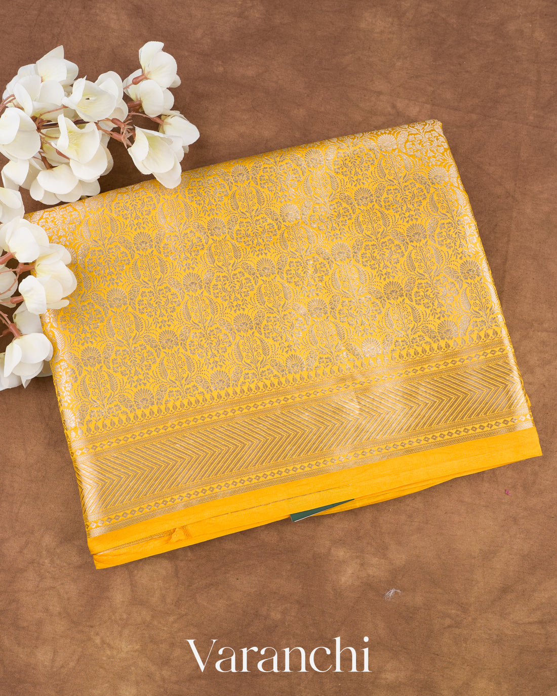 Mango Yellow Heavy Brocade Pure Mango Silk Saree