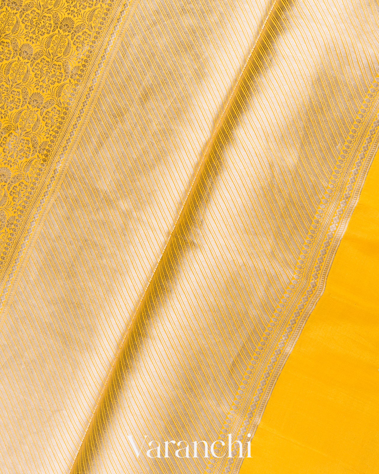 Mango Yellow Heavy Brocade Pure Mango Silk Saree