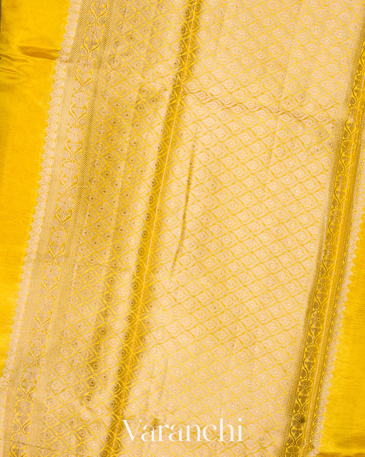 Yellow Pure Mango Silk Saree