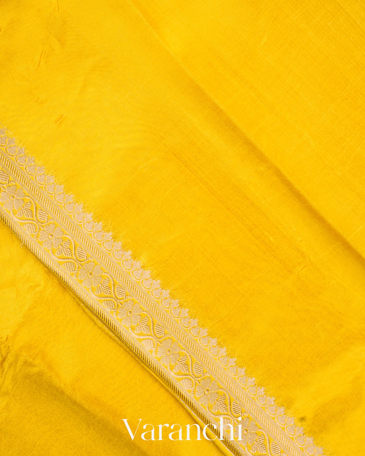 Yellow Pure Mango Silk Saree