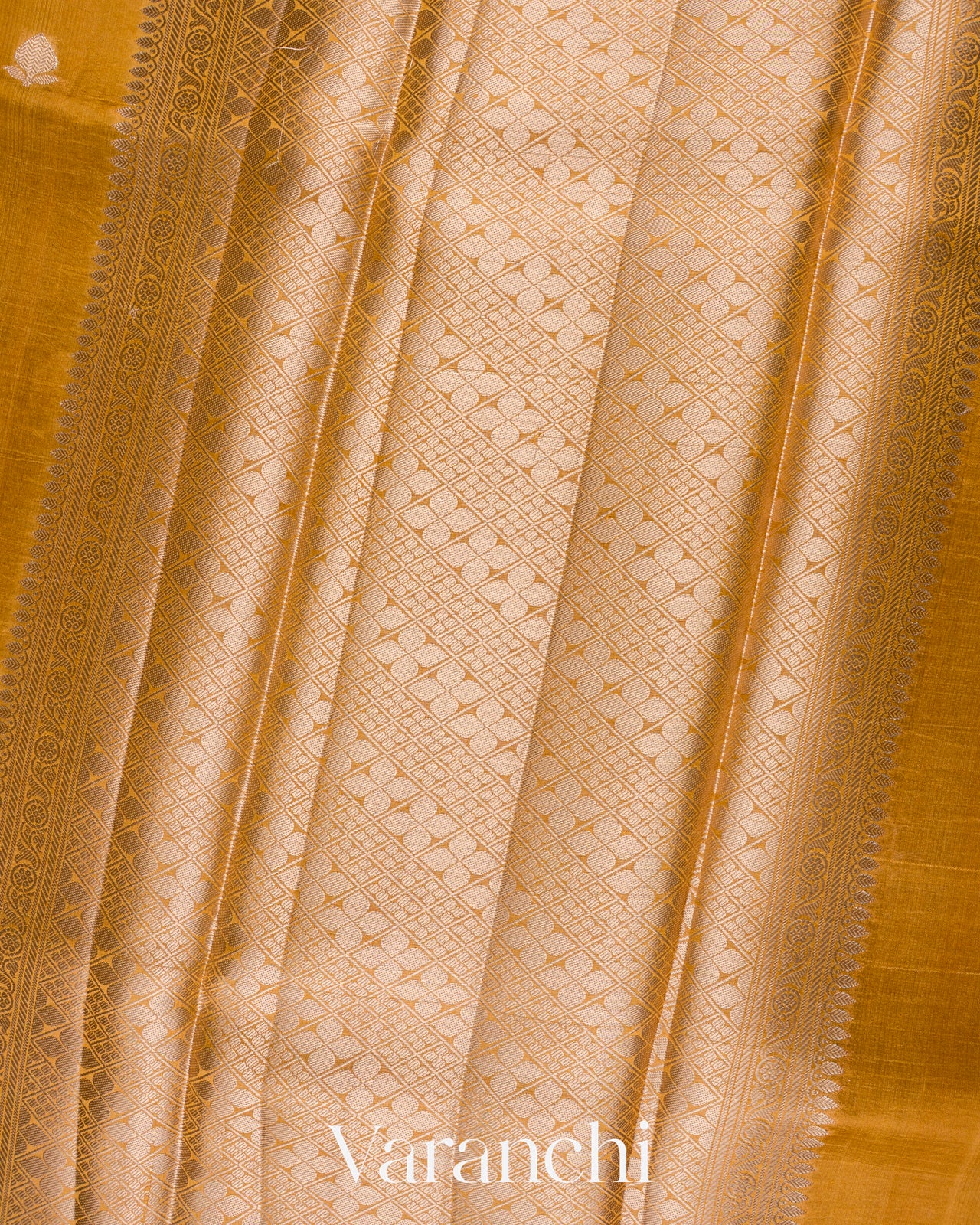 Deep Mustard Floral Printed Pure Mango Silk Saree