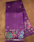 Deep Purple Floral Printed Pure Mango Silk Saree