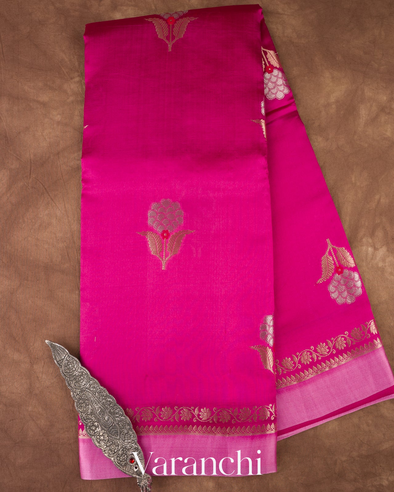 Rani Pink Pure Mango Silk Saree