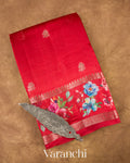 Red Floral Printed Pure Mango Silk Saree