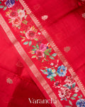 Red Floral Printed Pure Mango Silk Saree