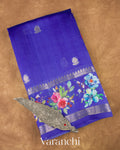 Royal Blue Floral Printed Pure Mango Silk Saree