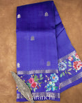 Royal Blue Floral Printed Pure Mango Silk Saree