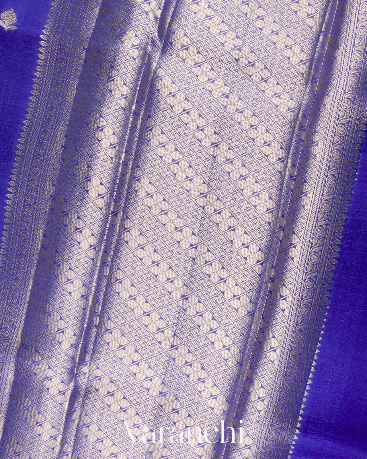 Royal Blue Floral Printed Pure Mango Silk Saree