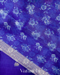 Royal Blue Floral Printed Pure Mango Silk Saree