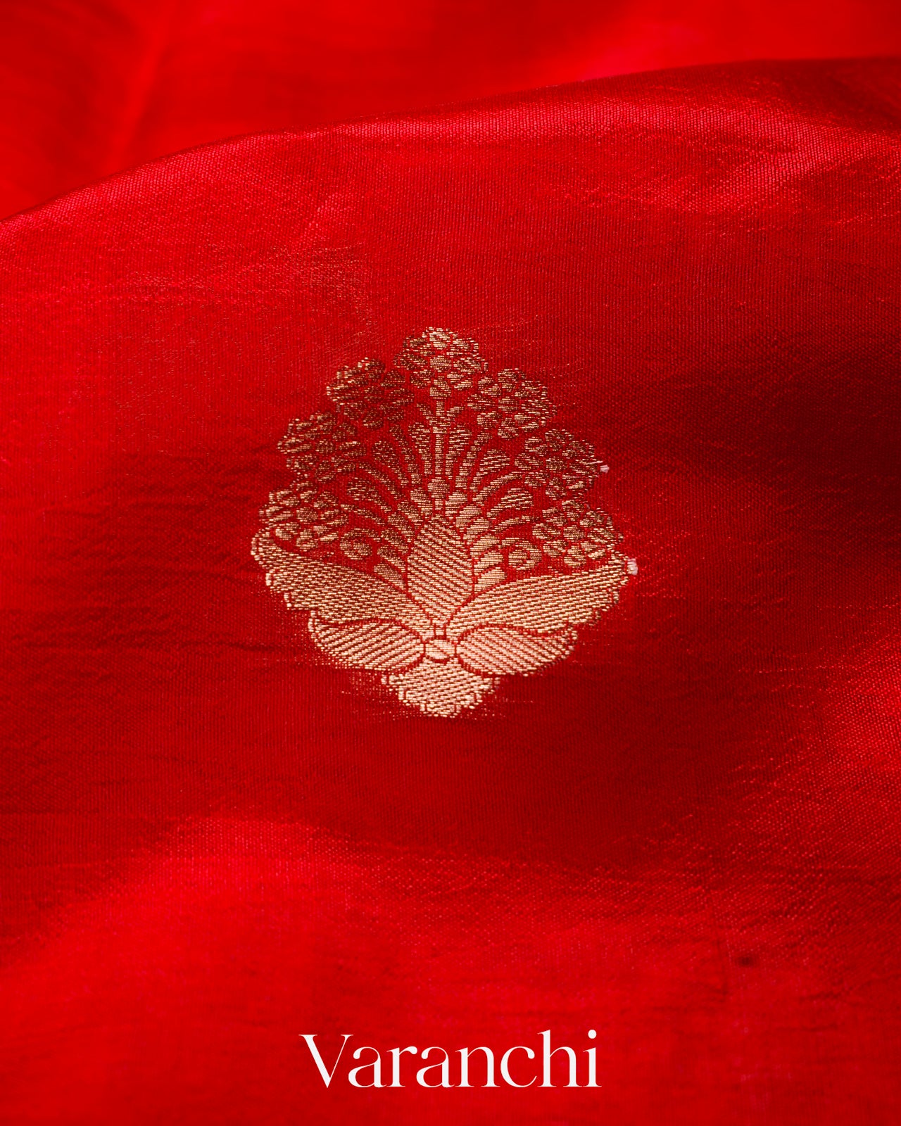 Bright Red Pure Mango Silk Saree