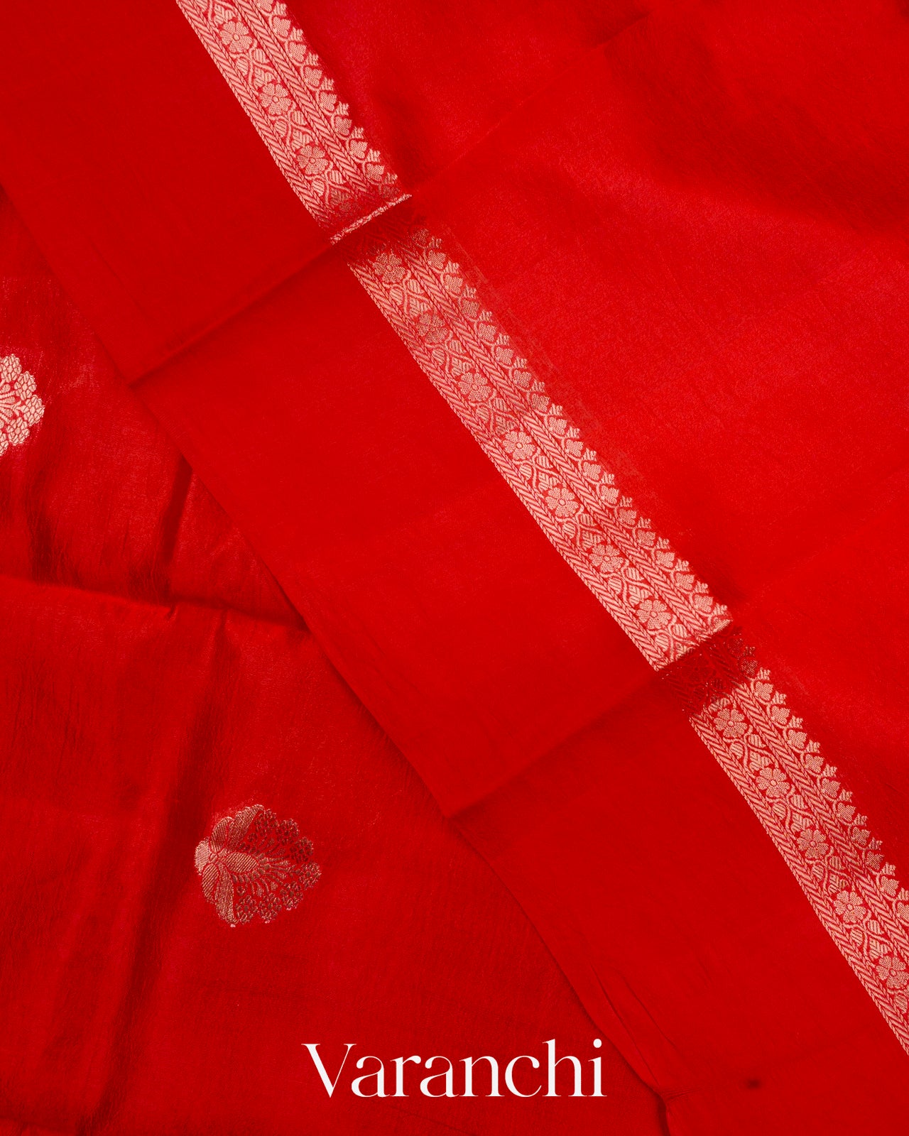 Bright Red Pure Mango Silk Saree
