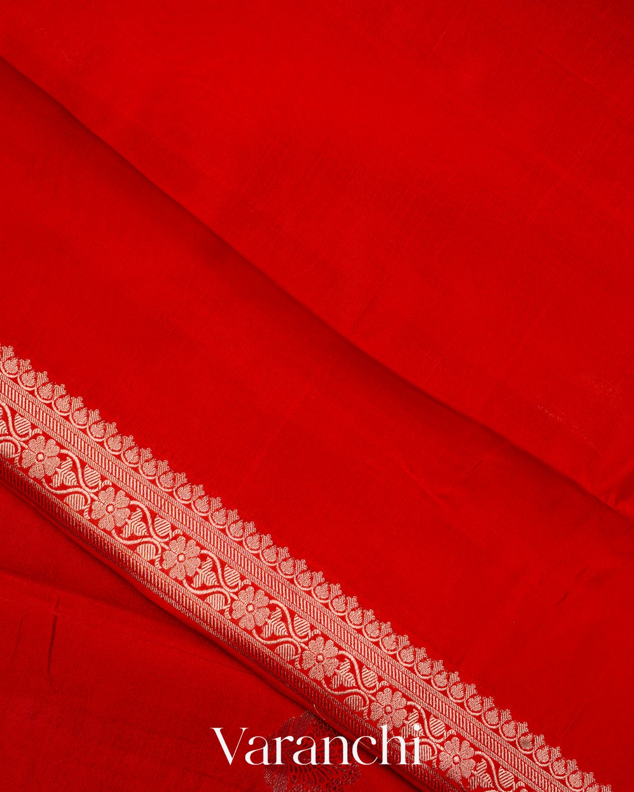 Bright Red Pure Mango Silk Saree
