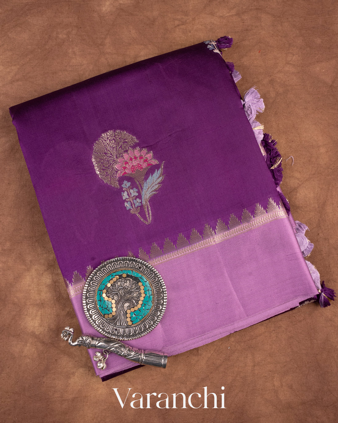 Deep Purple Pure Mango Silk Saree