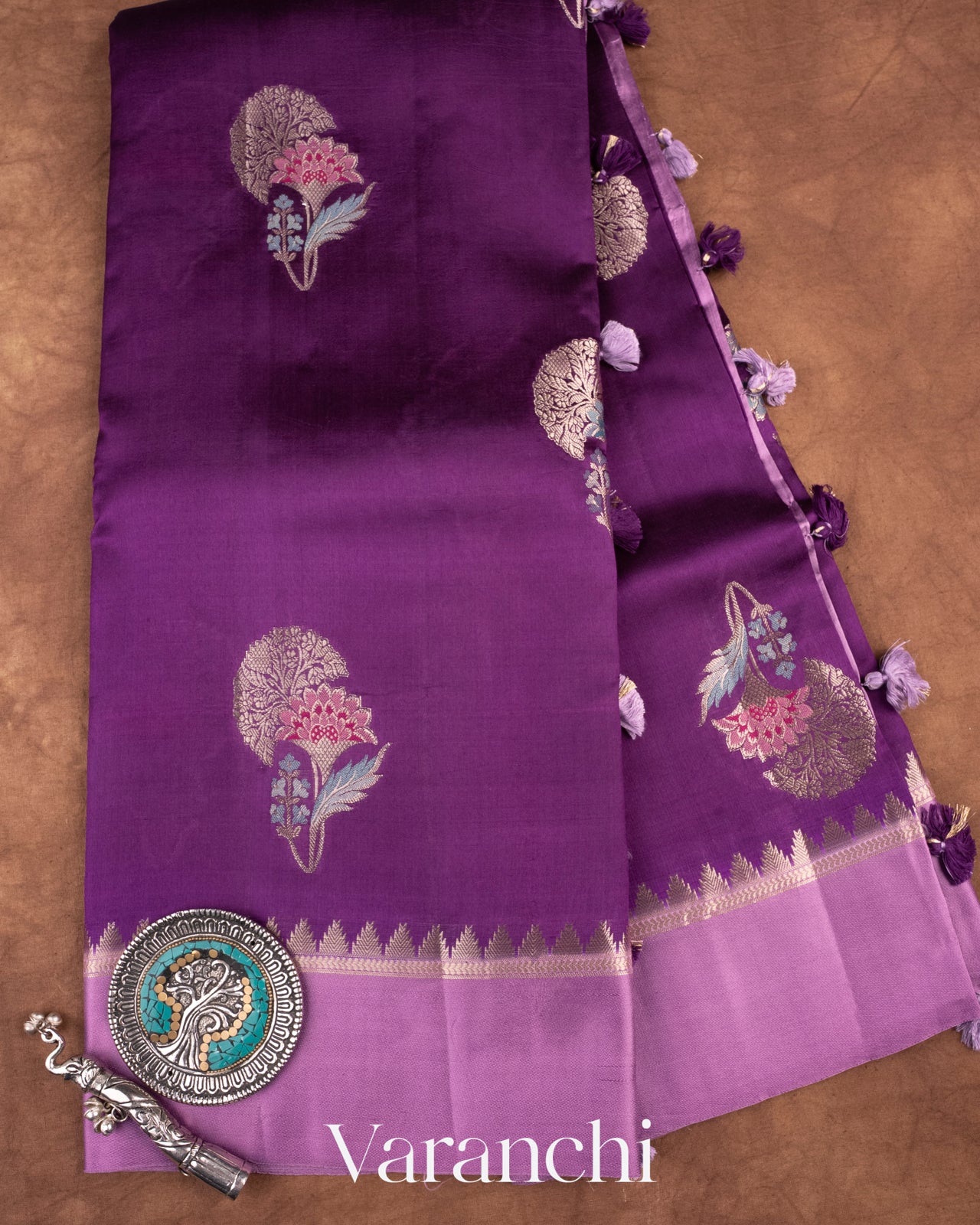 Deep Purple Pure Mango Silk Saree
