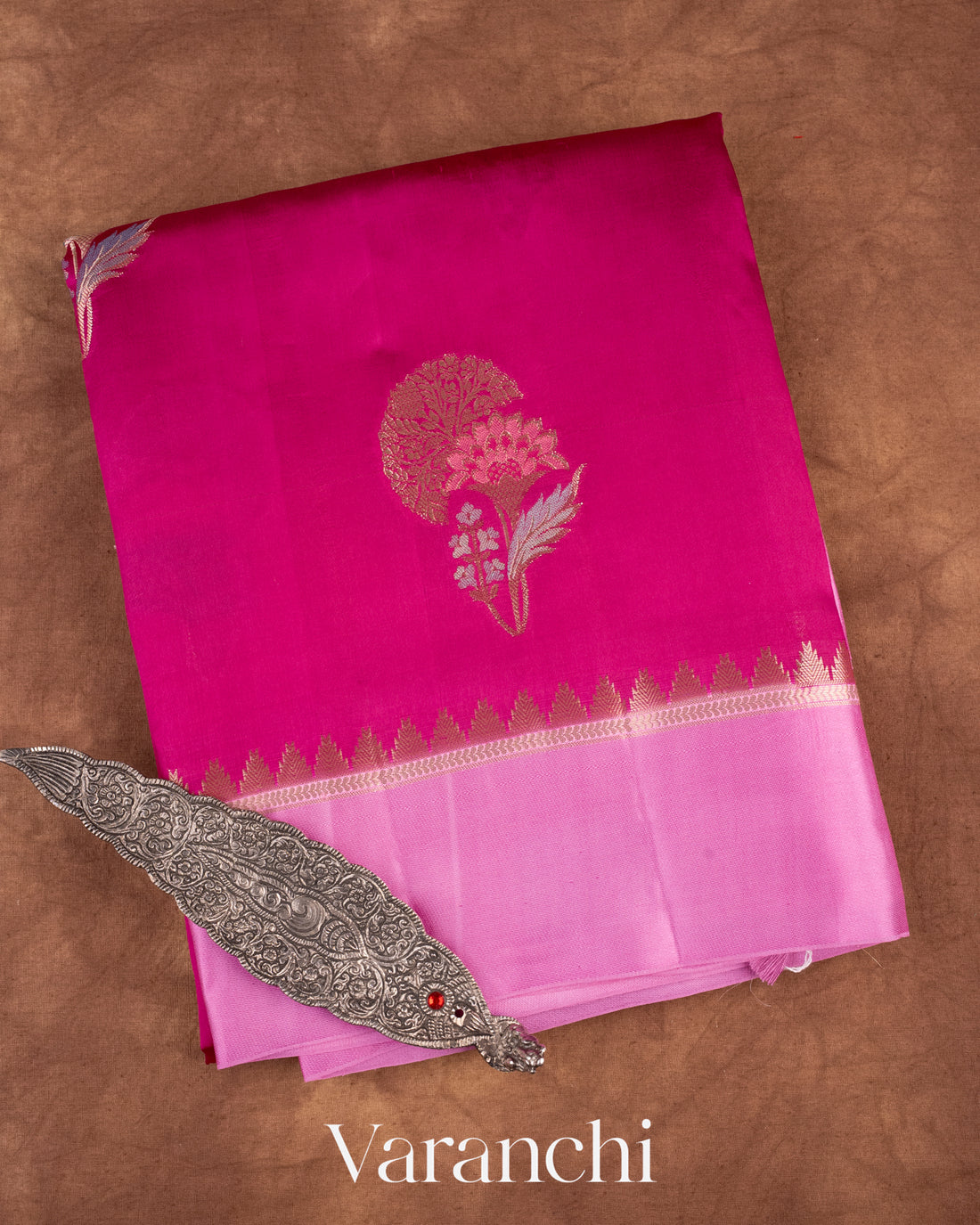 Rani Pink Pure Mango Silk Saree
