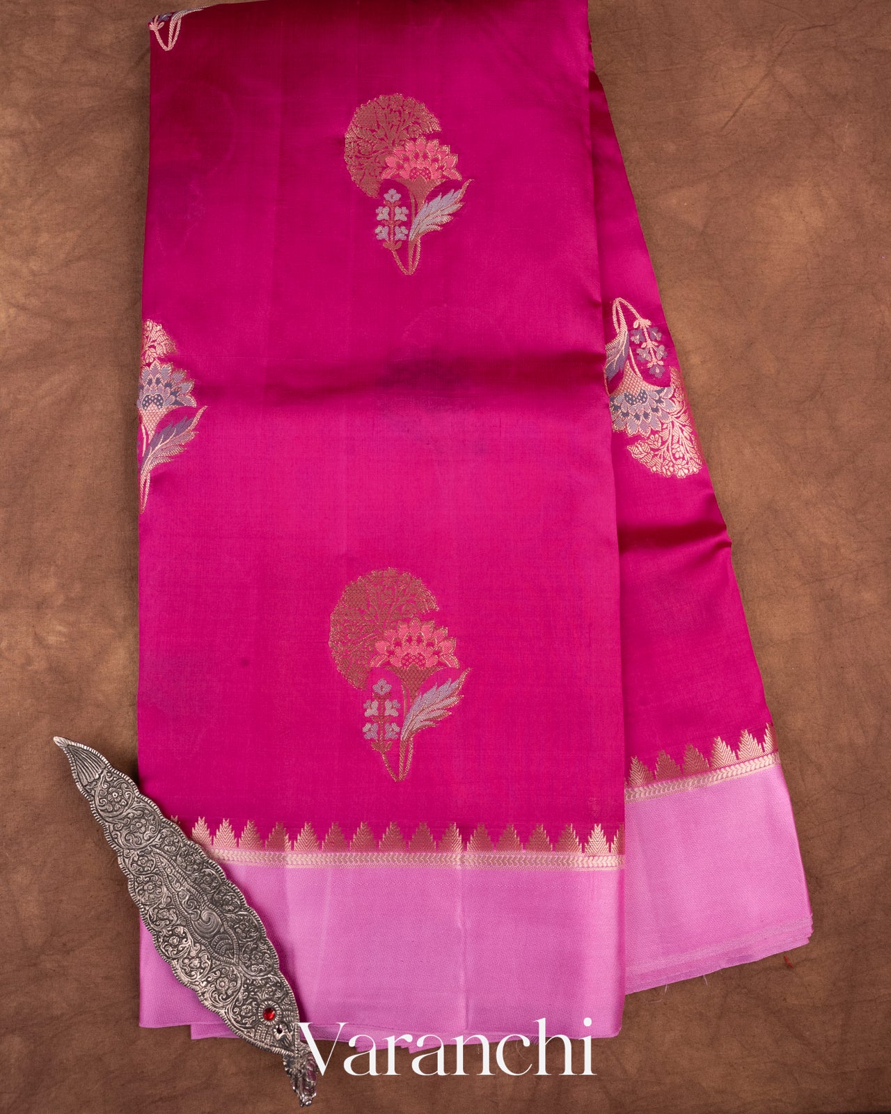 Rani Pink Pure Mango Silk Saree