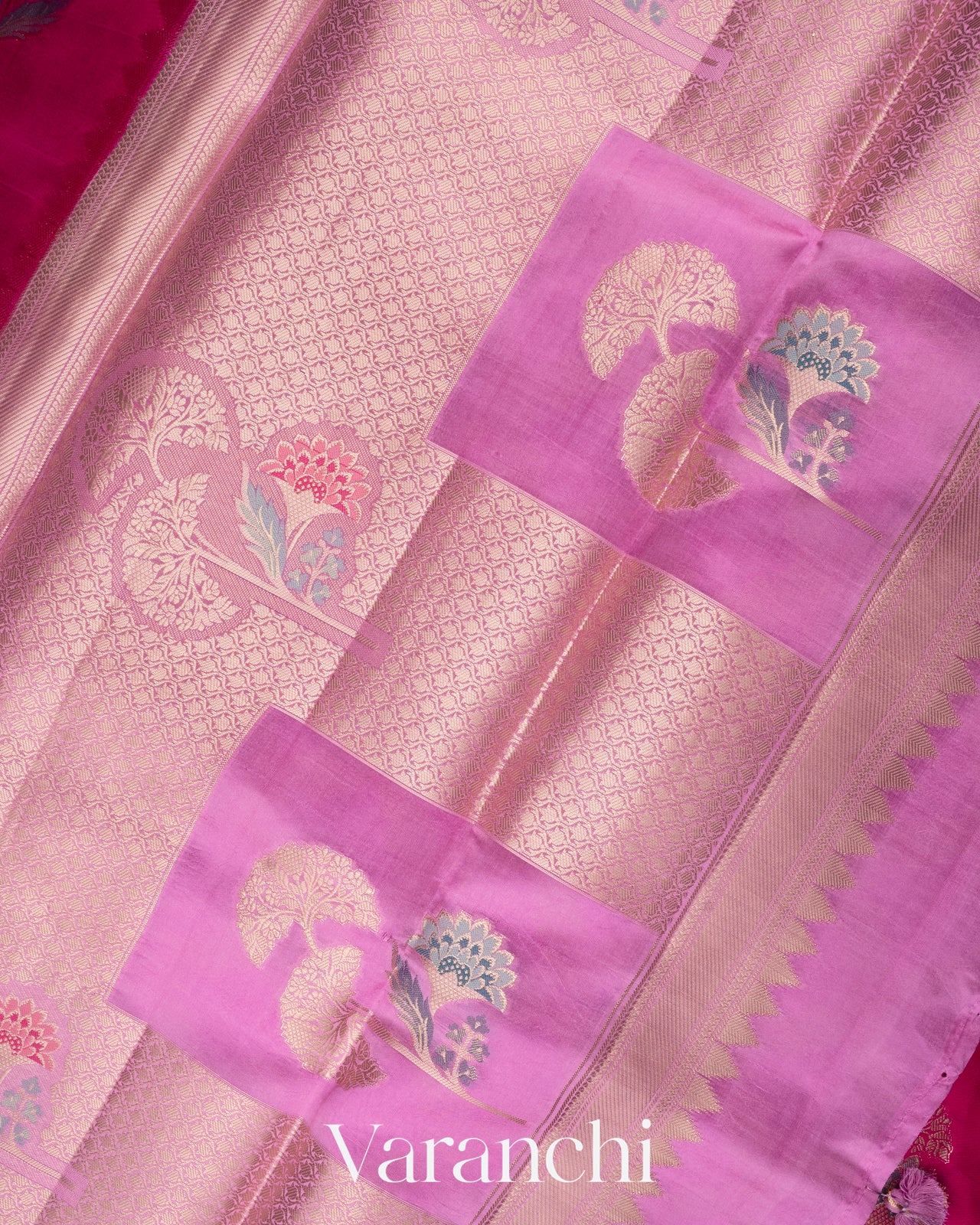 Rani Pink Pure Mango Silk Saree