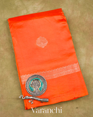 Orange Pure Mango Silk Saree