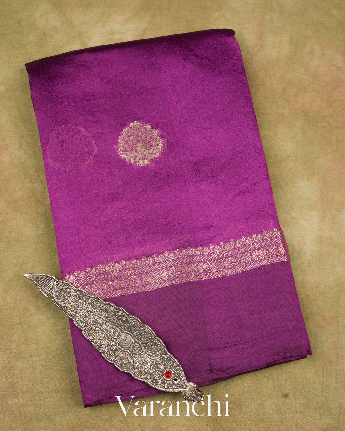 Purple Pure Mango Silk Saree