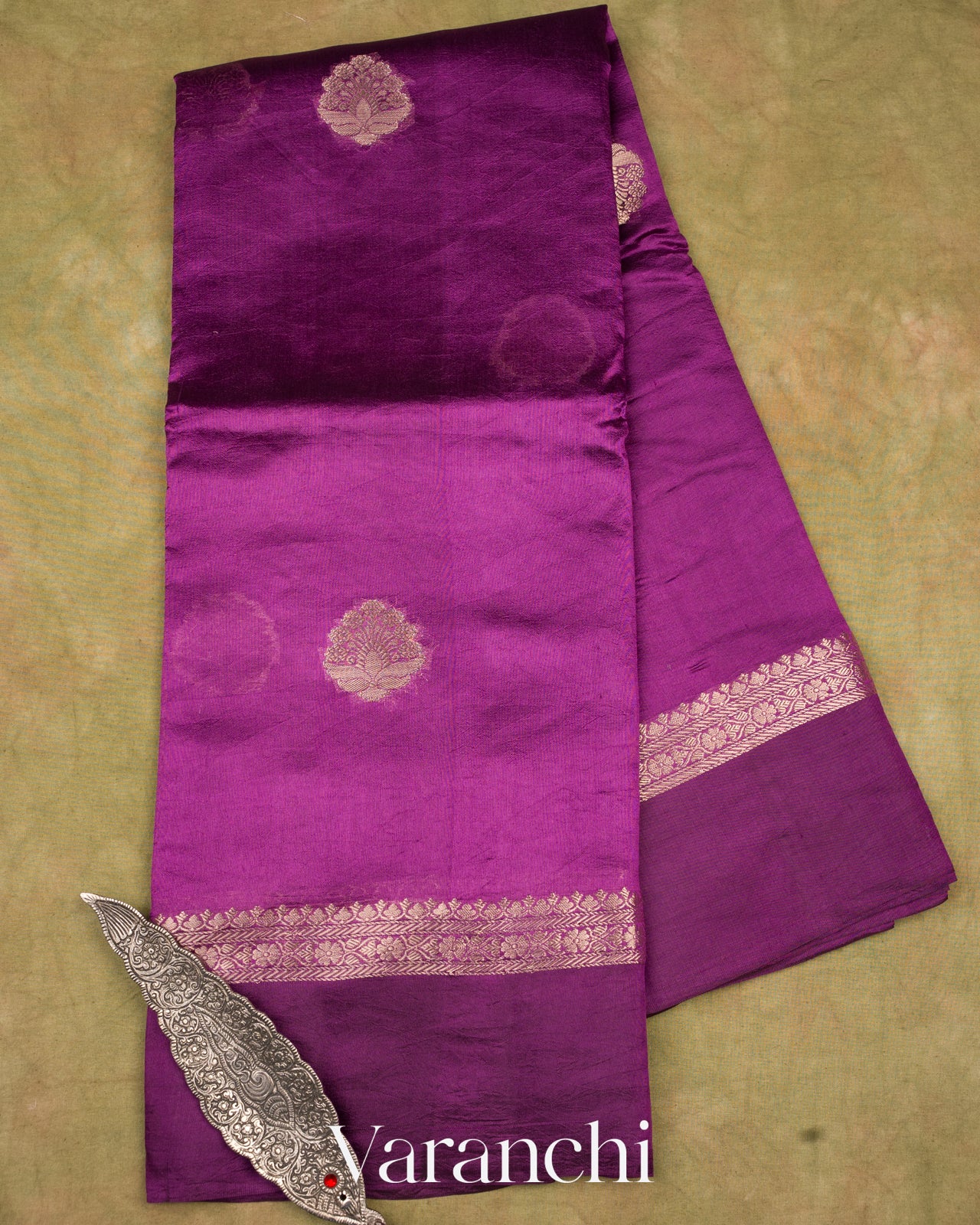Purple Pure Mango Silk Saree