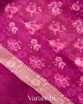 Wine Purple Floral Printed Pure Mango Silk Saree