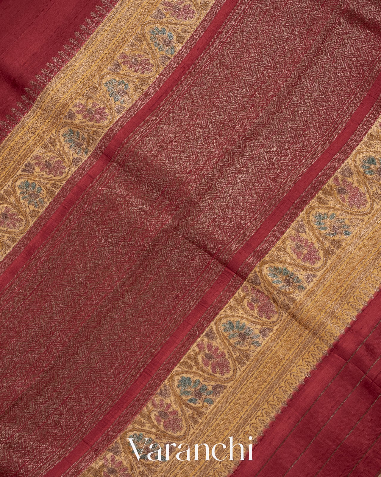 Maroon Pure Raw Silk Handloom Saree