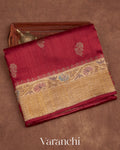 Maroon Pure Raw Silk Handloom Saree