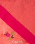 Coral Pink Jamdani with Matka Stripes Pure Muslin Silk Handloom Saree