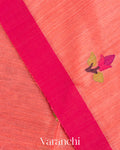 Coral Pink Jamdani with Matka Stripes Pure Muslin Silk Handloom Saree