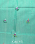 Sea Green Jamdani with Matka Stripes Pure Muslin Silk Handloom Saree