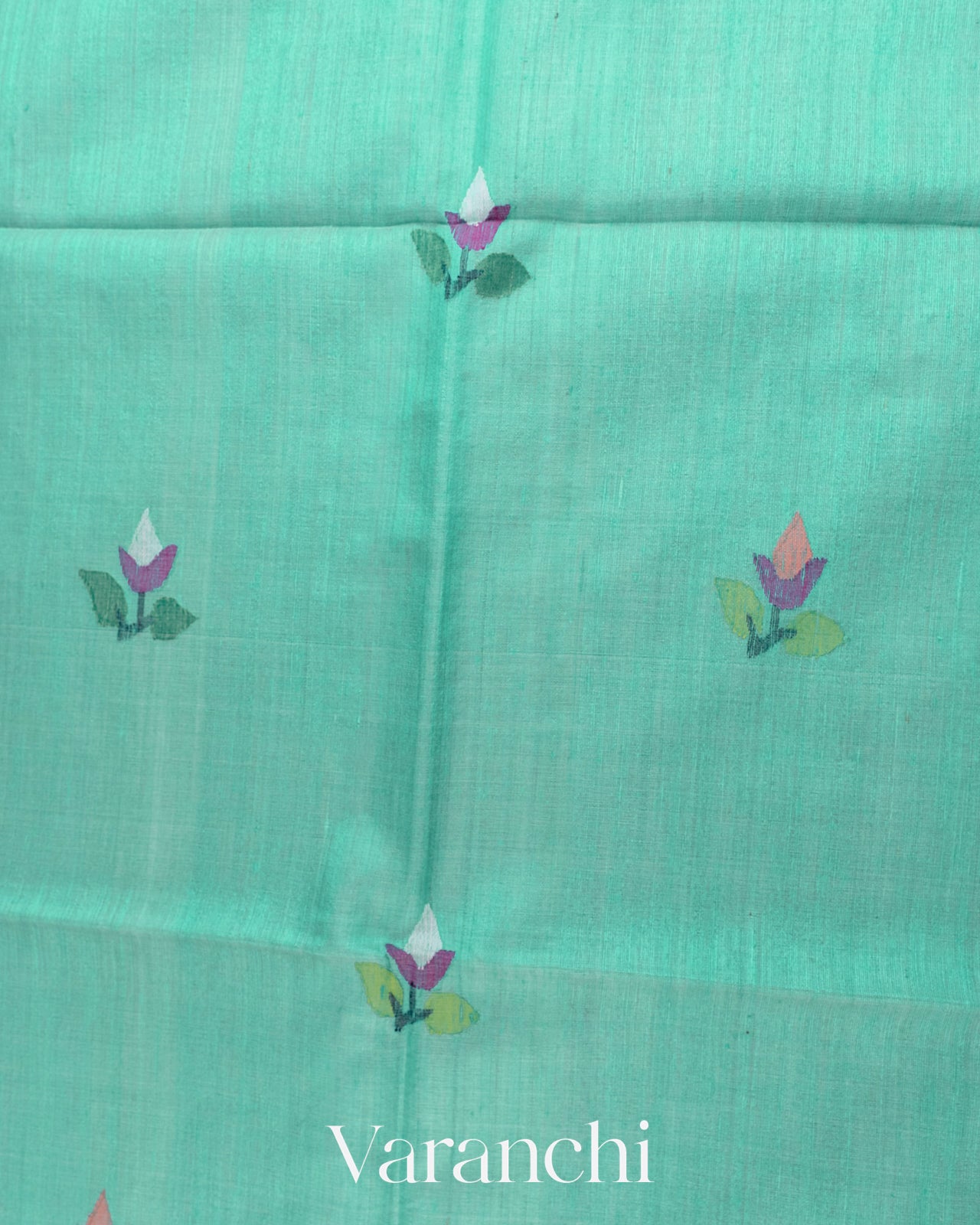 Sea Green Jamdani with Matka Stripes Pure Muslin Silk Handloom Saree